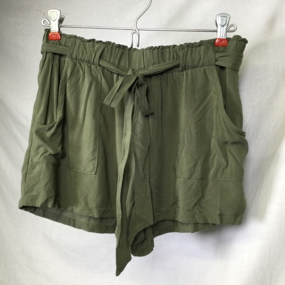 Joe B Womens Oliver Green Pull on Tie Shorts, Sz M